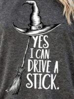 Elorivane Women's Halloween Funny Long Sleeve Tee, Witch Broomstick Quote Crew Neck Fall Top, Nightmare Before Christmas - Image 4