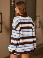 Elorivane Women Striped Knit Sweater, Crew Neck Long Sleeve Oversized Western Cowgirl Fall Winter Festival Top - Image 9