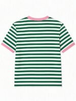 Elorivane Women's Pink-Brown Striped Y2K Tee, Casual Summer - Image 49