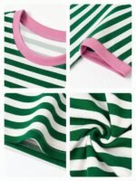 Elorivane Women's Pink-Brown Striped Y2K Tee, Casual Summer - Image 50