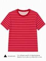 Elorivane Women's Pink-Brown Striped Y2K Tee, Casual Summer - Image 56
