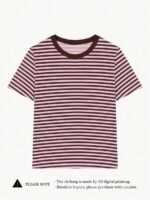 Elorivane Women's Pink-Brown Striped Y2K Tee, Casual Summer - Image 3