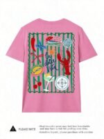 Elorivane Women's Striped Lobster Graphic Tee, Round Neck Casual Summer Vacation - Image 21