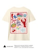 Elorivane Women's Striped Lobster Graphic Tee, Round Neck Casual Summer Vacation - Image 12