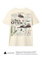 Elorivane Women's White Vintage Sea Otter Biology Tee, Plus Size Round Neck Casual Summer - Image 3