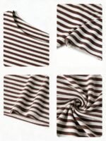 Elorivane Women's White Striped Open Shoulder Tee, Plus Size Y2K Street Style Summer - Image 5