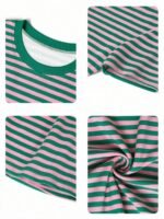Elorivane Women's Striped Contrast 2-Piece Co-Ord, Short Sleeve Tee & Shorts, Elegant Casual Summer Vacation Set - Image 5