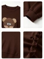 Elorivane Women's Thermal Lined Bear Print Sweatshirt, Oversized Long Sleeve - Image 5