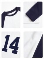 Elorivane Women's Number Graphic Fitted Long Sleeve Top, Raglan Sleeve Casual Spring - Image 5