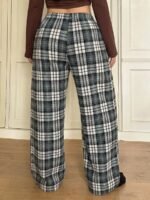 Elorivane Plus Size Plaid Pajama Pants, Elastic Waist Loose Casual Trousers - Image 40
