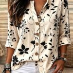 Elorivane Women's Woven Printed Casual Fall Blouse