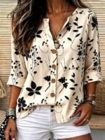 Elorivane Women's Woven Printed Casual Fall Blouse