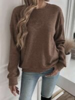 Elorivane Minimalist Crew Neck Long Sleeve Sweatshirt - Image 12