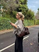 Elorivane Women's Grey Boat Neck Sweater, Minimalist Street Style - Image 3