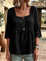 Elorivane Plus Size Round Neck Shirt, Casual Resort Autumn Women Top - Image 10