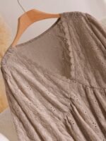 Elorivane Plus Jacquard Top, Apricot Lace Trim Fall Blouse - Image 22