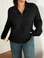 Elorivane Plus Size Gray Casual Sweater, Versatile Knit Top for Office, Fall Winter Wear - Image 12