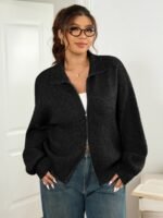 Elorivane Plus Size Gray Casual Sweater, Versatile Knit Top for Office, Fall Winter Wear - Image 8