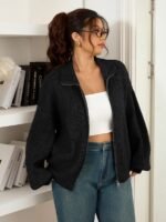 Elorivane Plus Size Gray Casual Sweater, Versatile Knit Top for Office, Fall Winter Wear - Image 10