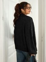 Elorivane Plus Size Gray Casual Sweater, Versatile Knit Top for Office, Fall Winter Wear - Image 9