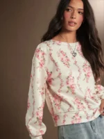Elorivane Women Floral Print Tie Back Sweatshirt, Western Cowgirl Fall Winter Rodeo Festival Casual Top - Image 4
