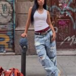 Elorivane Women's Distressed Straight Leg Jeans, American Street Style Casual Spring Fall