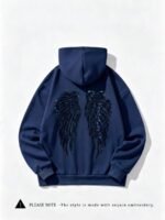 Elorivane Women's Light Grey Angel Wings Sweatshirt, Sequin Embroidery Y2K Dropped Shoulder Fall - Image 11