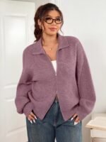 Elorivane Plus Size Gray Casual Sweater, Versatile Knit Top for Office, Fall Winter Wear - Image 15