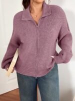 Elorivane Plus Size Gray Casual Sweater, Versatile Knit Top for Office, Fall Winter Wear - Image 19