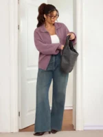 Elorivane Plus Size Gray Casual Sweater, Versatile Knit Top for Office, Fall Winter Wear - Image 18