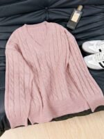 Elorivane Women's Minimalist V-Neck Loose Knit Sweater | Low-Key Vintage Brown Pullover Fall - Image 39