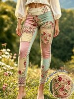 Elorivane Women's Plus Size Floral Print Leggings - Stretchy All-Season Pants, Perfect For Themed Parties - Image 13