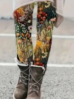Elorivane Women's Plus Size Floral Print Leggings - Stretchy All-Season Pants, Perfect For Themed Parties - Image 16
