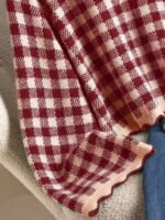 Elorivane Plus Size Black White Plaid Sweater, 80s Style Long Sleeve Versatile Autumn Casual Top - Image 23