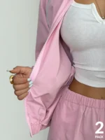 Elorivane Women White 2-Piece Outfit, Reflective Lapel Coat & Parachute Cargo Pants, Streetwear Athleisure Set - Image 37