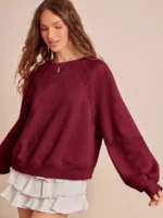 Elorivane Women Fleece Crochet Lace Sweatshirt, Crewneck Raglan Boxy Fit Western Cowgirl Fall Rodeo Top - Image 14