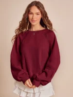 Elorivane Women Fleece Crochet Lace Sweatshirt, Crewneck Raglan Boxy Fit Western Cowgirl Fall Rodeo Top - Image 16