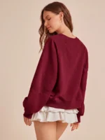Elorivane Women Fleece Crochet Lace Sweatshirt, Crewneck Raglan Boxy Fit Western Cowgirl Fall Rodeo Top - Image 15