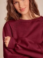 Elorivane Women Fleece Crochet Lace Sweatshirt, Crewneck Raglan Boxy Fit Western Cowgirl Fall Rodeo Top - Image 18