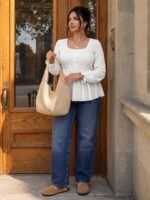 Elorivane Plus Size White Doll Blouse, Long Sleeve Elegant Top, Autumn Brunch Date Night Outdoor Wear - Image 2