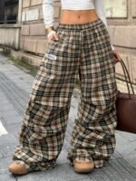 Elorivane Women Brown Polka Dot Parachute Pants, Wide Leg Athleisure Casual Trousers - Image 32