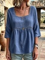 Elorivane Plus Size Round Neck Shirt, Casual Resort Autumn Women Top - Image 16
