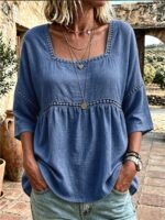Elorivane Plus Size Round Neck Shirt, Casual Resort Autumn Women Top - Image 15