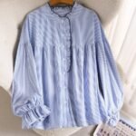 Elorivane Plus Size Striped Blouse, Long Sleeve Casual Shirt, Autumn Winter Daily Office Work Top