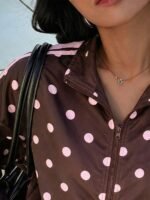 Elorivane Women Polka Dot Striped Plaid Lapel Jacket, Loose Long Sleeve Casual Fall Winter Shirt, Back To School Elegant Apparel - Image 4