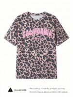 Elorivane Women's California City Leopard Print Tee, Y2K Minimalist Casual - Image 5