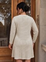 Elorivane Plus Size Striped V-Neck Dress, Casual Everyday Outfit for Brunch Office, Summer Fall Wear - Image 2