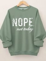 Elorivane Plus Size Letter Print Round Neck Sweatshirt for Autumn Winter Casual Wear - Image 29