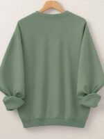 Elorivane Plus Size Letter Print Round Neck Sweatshirt for Autumn Winter Casual Wear - Image 30