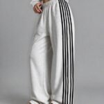 Elorivane Women's Grey Wide Leg Sweatpants, Drawstring Waist Casual Commute Trousers Autumn